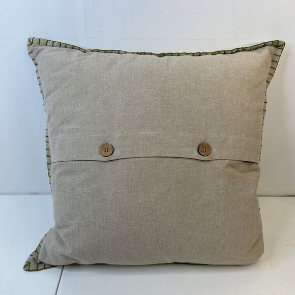 Holly Jolly Christmas Cotton Throw Toss Pillow Embroidered Khaki Green Crimson - Picture 5 of 9